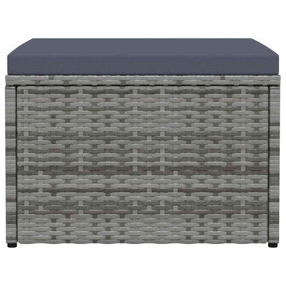 Poggiapiedi da Giardino con Cuscini Grigio in Polyrattan