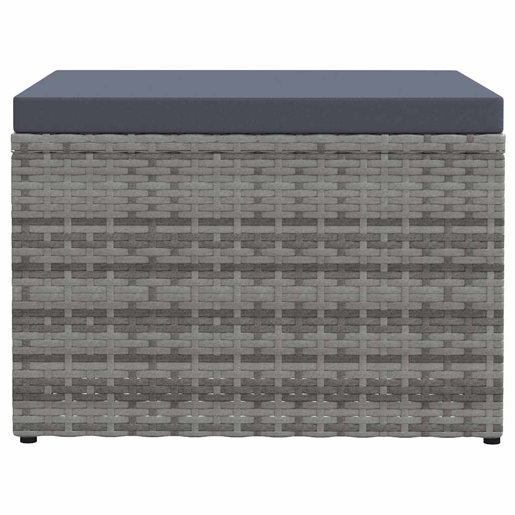 Poggiapiedi da Giardino con Cuscini Grigio in Polyrattan