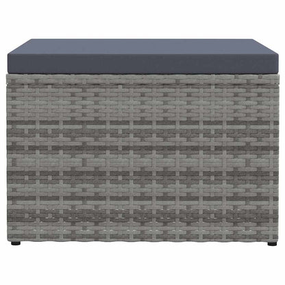 Poggiapiedi da Giardino con Cuscini Grigio in Polyrattan