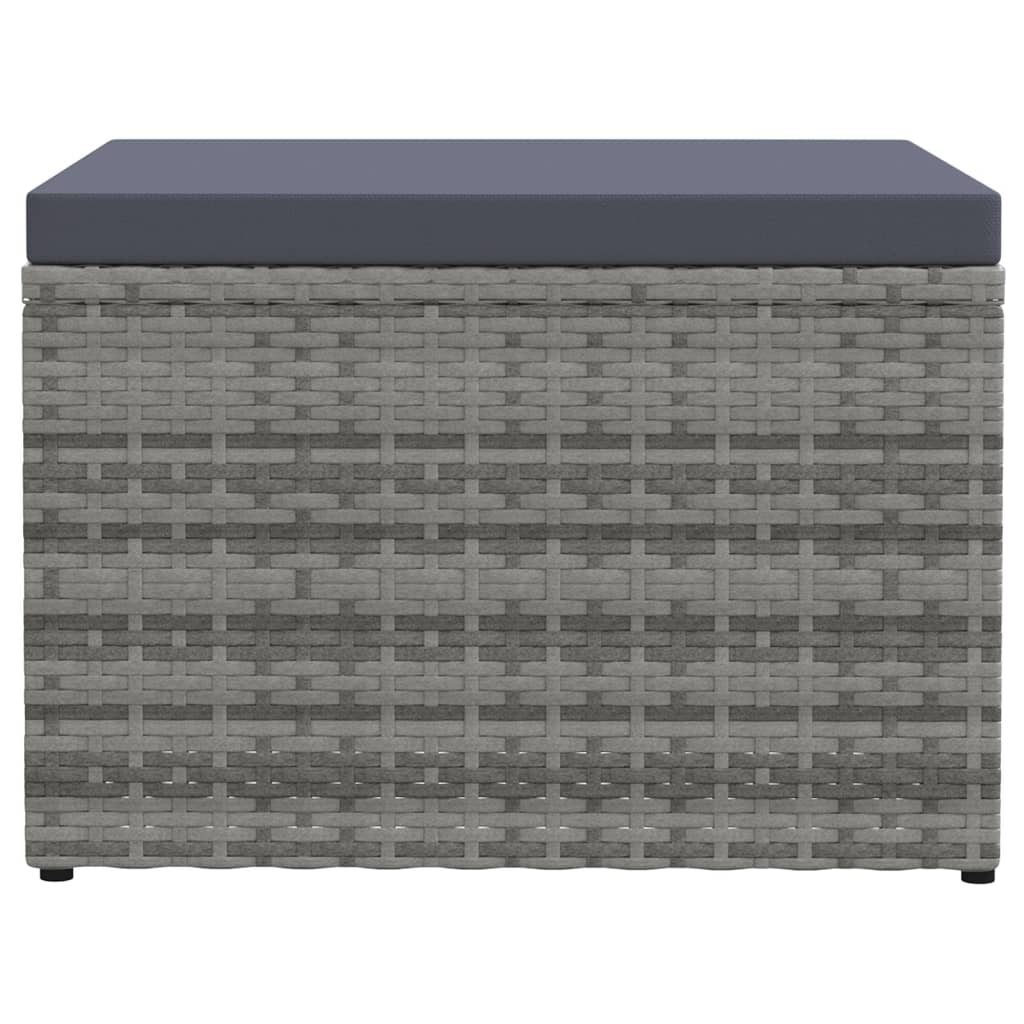 Poggiapiedi da Giardino con Cuscini Grigio in Polyrattan