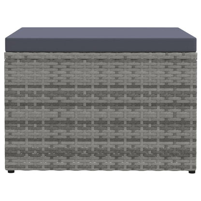Poggiapiedi da Giardino con Cuscini Grigio in Polyrattan