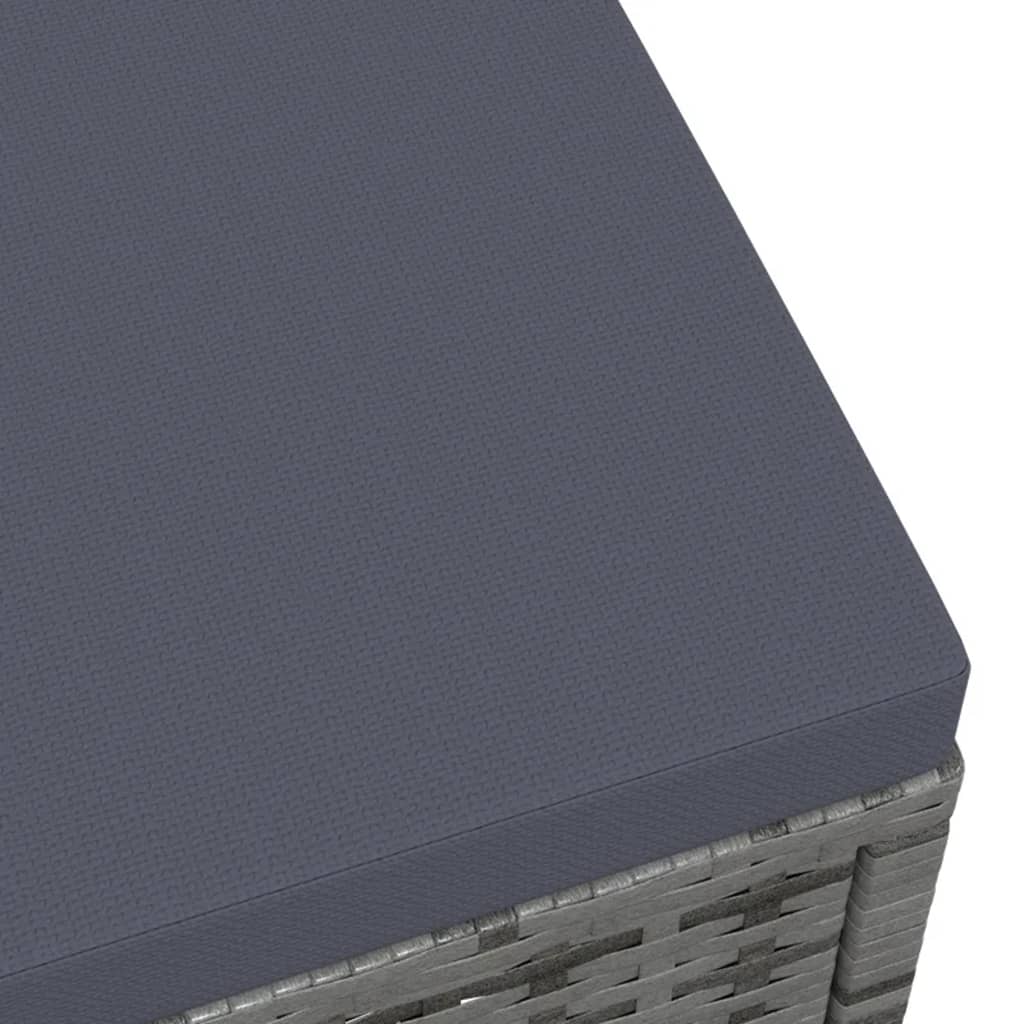 Poggiapiedi da Giardino con Cuscini Grigio in Polyrattan