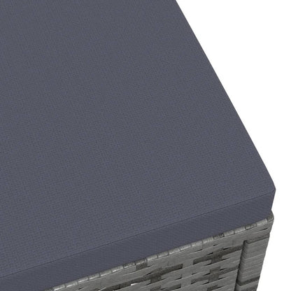 Poggiapiedi da Giardino con Cuscini Grigio in Polyrattan
