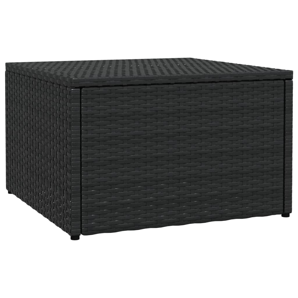 Poggiapiedi da Giardino con Cuscini Nero in Polyrattan | homemem39