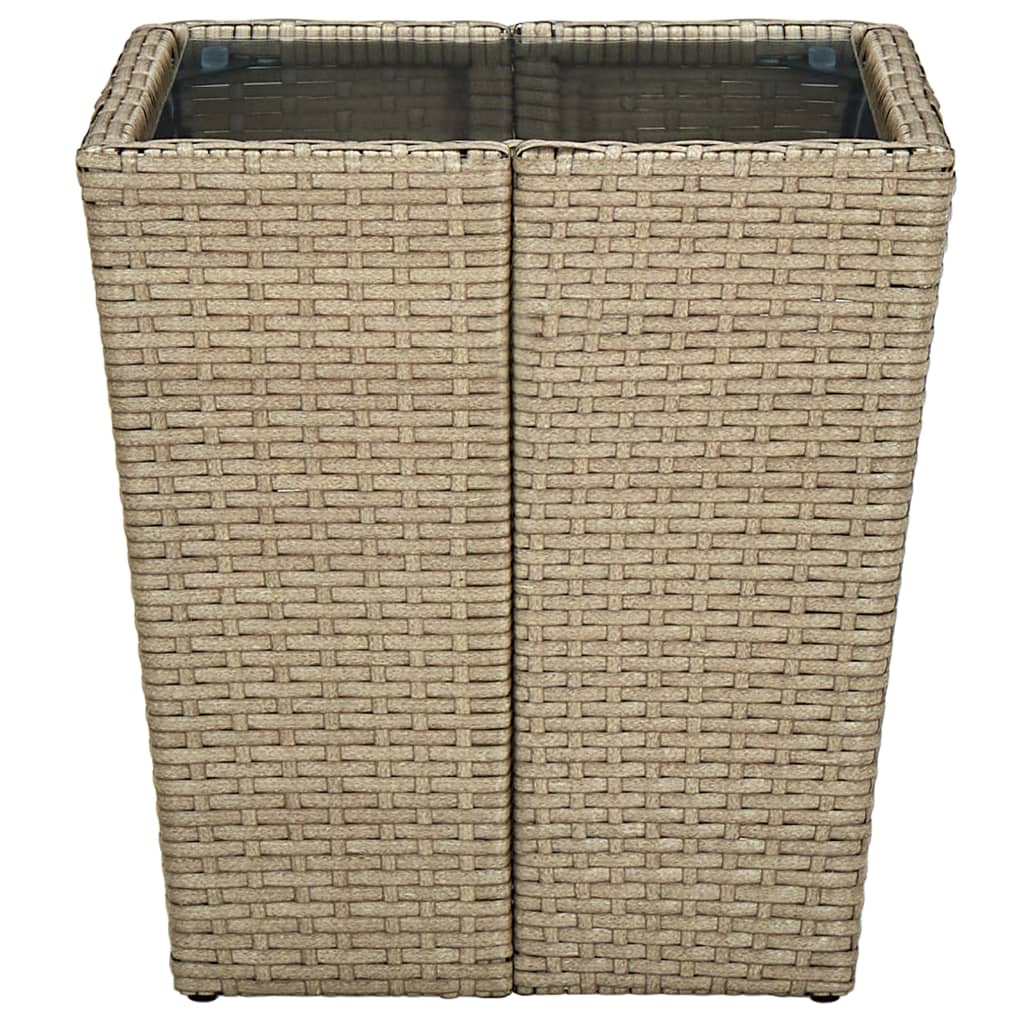 Tavolino Beige 41,5x41,5x44 cm in Polyrattan e Vetro Temperato - homemem39