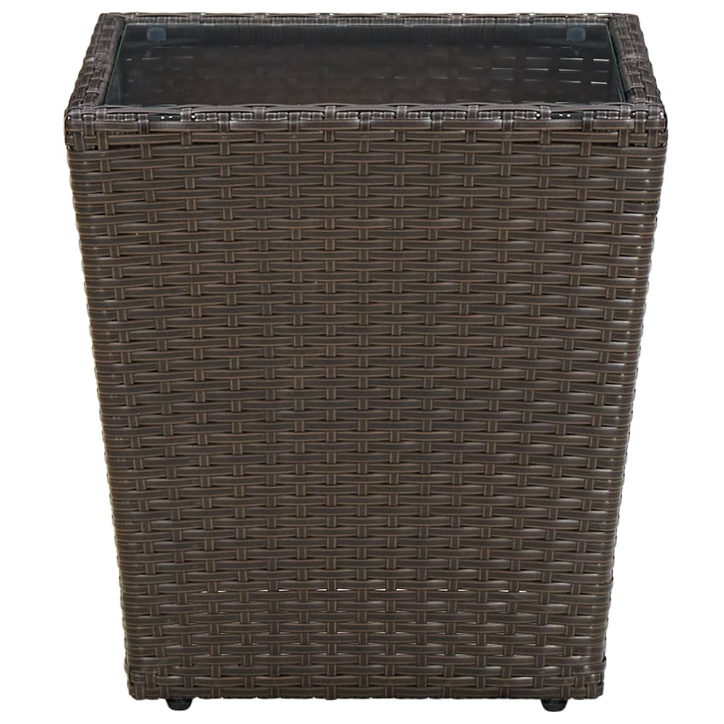 Tavolino Marrone 41,5x41,5x44cm in Polyrattan e Vetro Temperato - homemem39