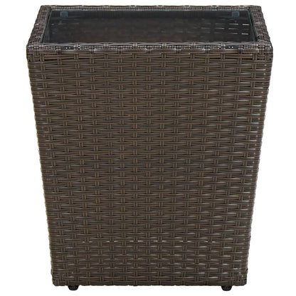Tavolino Marrone 41,5x41,5x44cm in Polyrattan e Vetro Temperato - homemem39