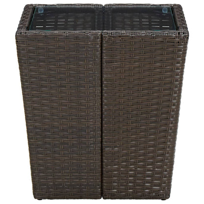 Tavolino Marrone 41,5x41,5x44cm in Polyrattan e Vetro Temperato - homemem39