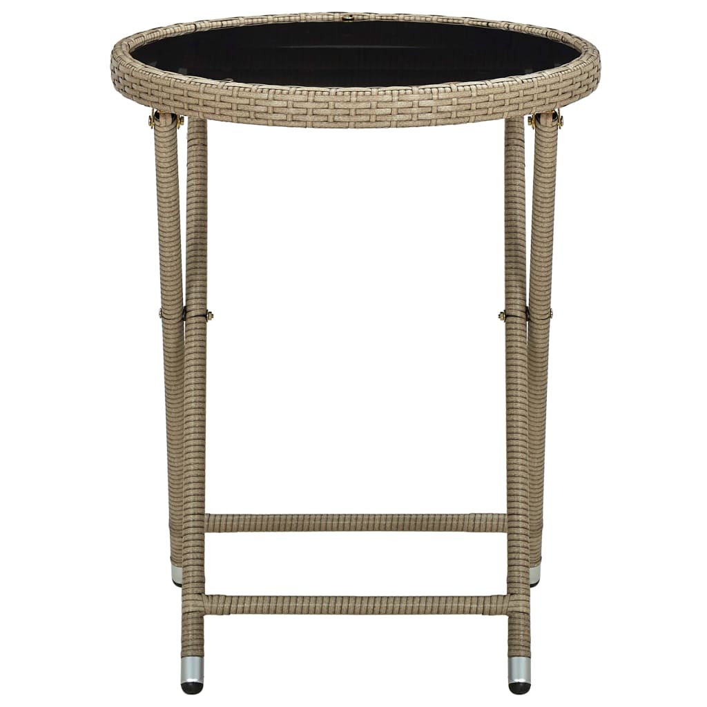 Tavolino Beige 60 cm in Polyrattan e Vetro Temperato - homemem39
