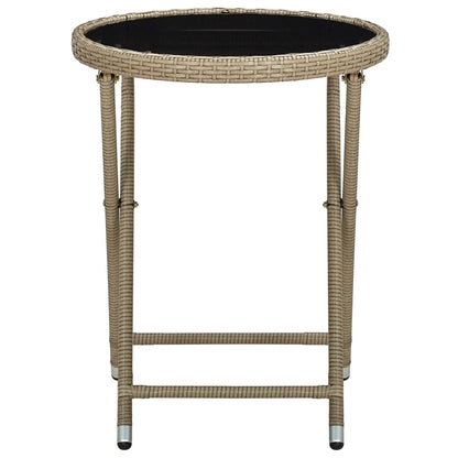 Tavolino Beige 60 cm in Polyrattan e Vetro Temperato - homemem39