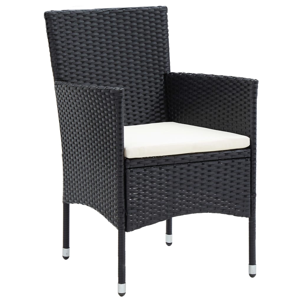 Sedie da Pranzo per Giardino 4 pz in Polyrattan Nero - homemem39