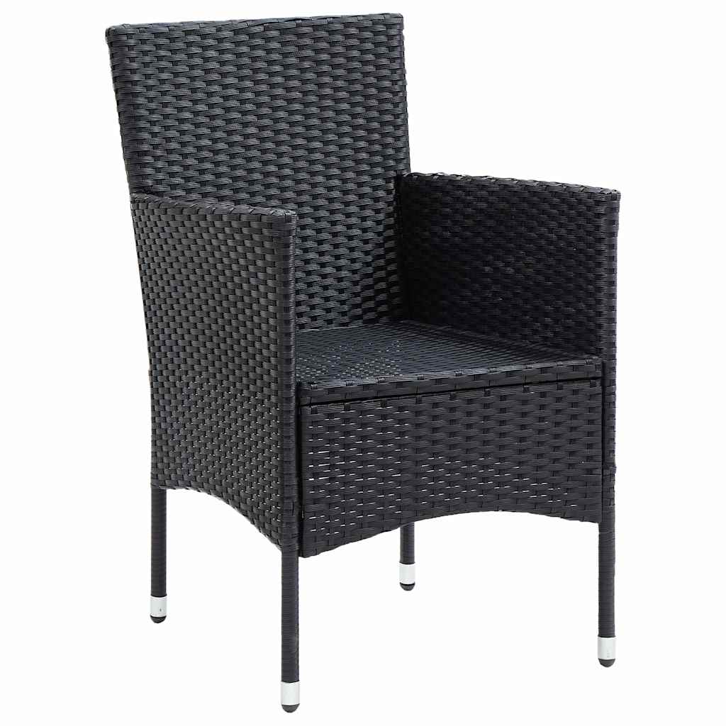 Sedie da Pranzo per Giardino 4 pz in Polyrattan Nero