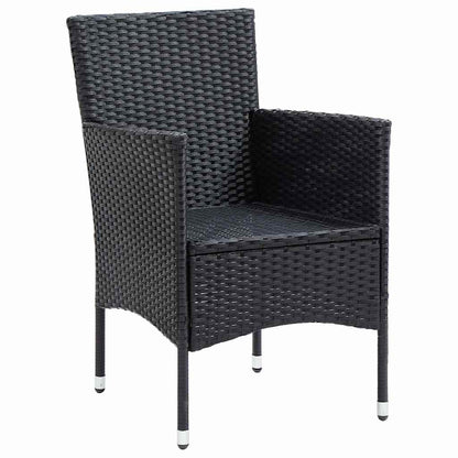 Sedie da Pranzo per Giardino 4 pz in Polyrattan Nero