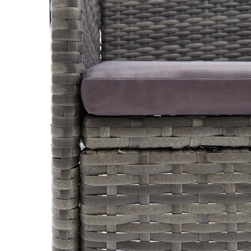 Sedie da Pranzo per Giardino 4 pz in Polyrattan Grigio | homemem39