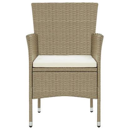 Sedie da Pranzo per Giardino 4 pz in Polyrattan Beige