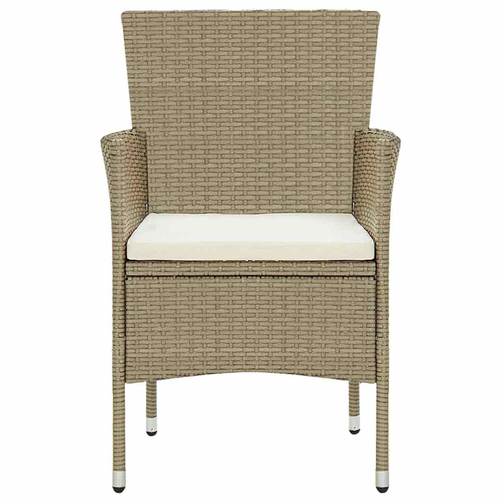 Sedie da Pranzo per Giardino 4 pz in Polyrattan Beige