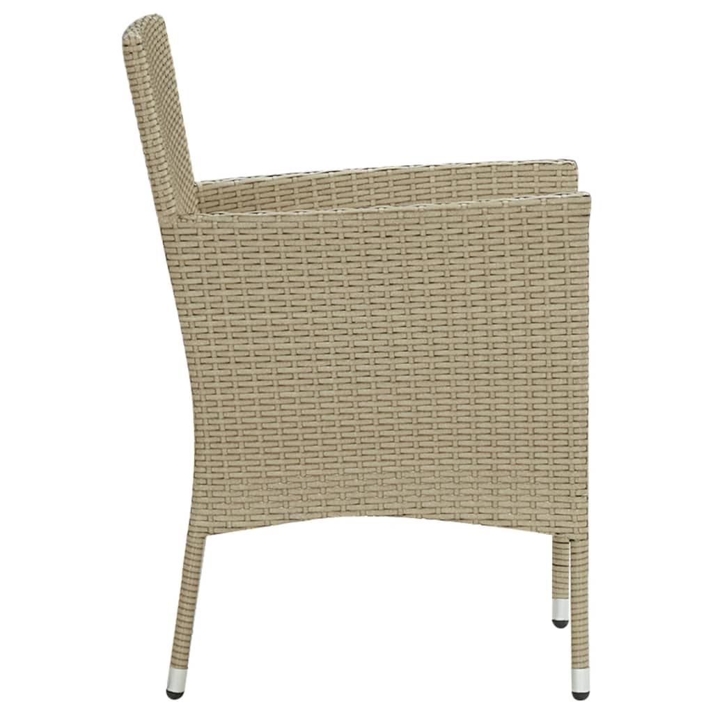 Sedie da Pranzo per Giardino 4 pz in Polyrattan Beige