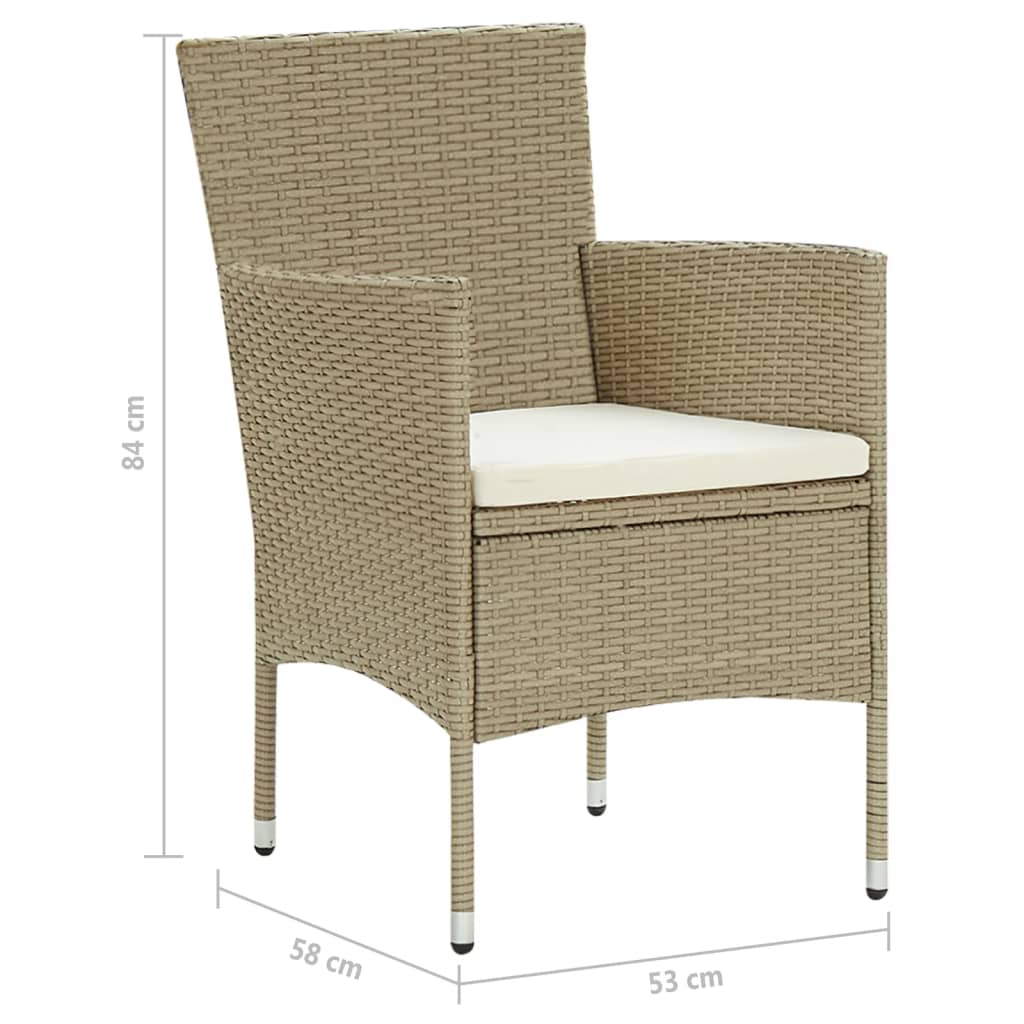 Sedie da Pranzo per Giardino 4 pz in Polyrattan Beige