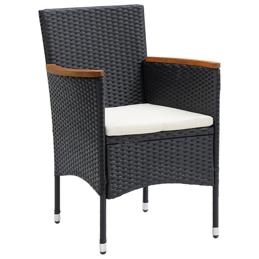 Sedie da Pranzo per Giardino 4 pz in Polyrattan Nero | homemem39