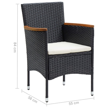 Sedie da Pranzo per Giardino 4 pz in Polyrattan Nero | homemem39
