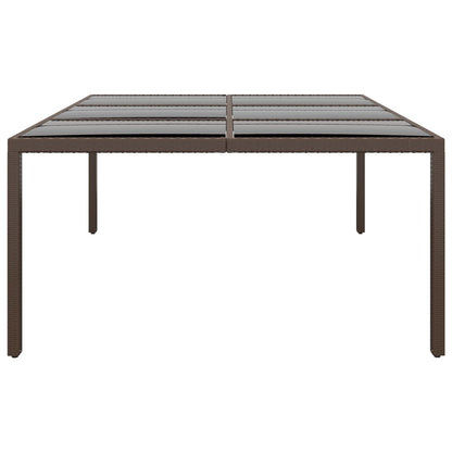 Tavolo da Giardino con Piano Vetro Marrone 200x150x75 cm Rattan - homemem39