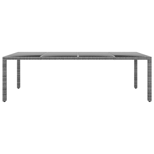 Tavolo Giardino Grigio 250x100x75cm Vetro Temperato Polyrattan - homemem39