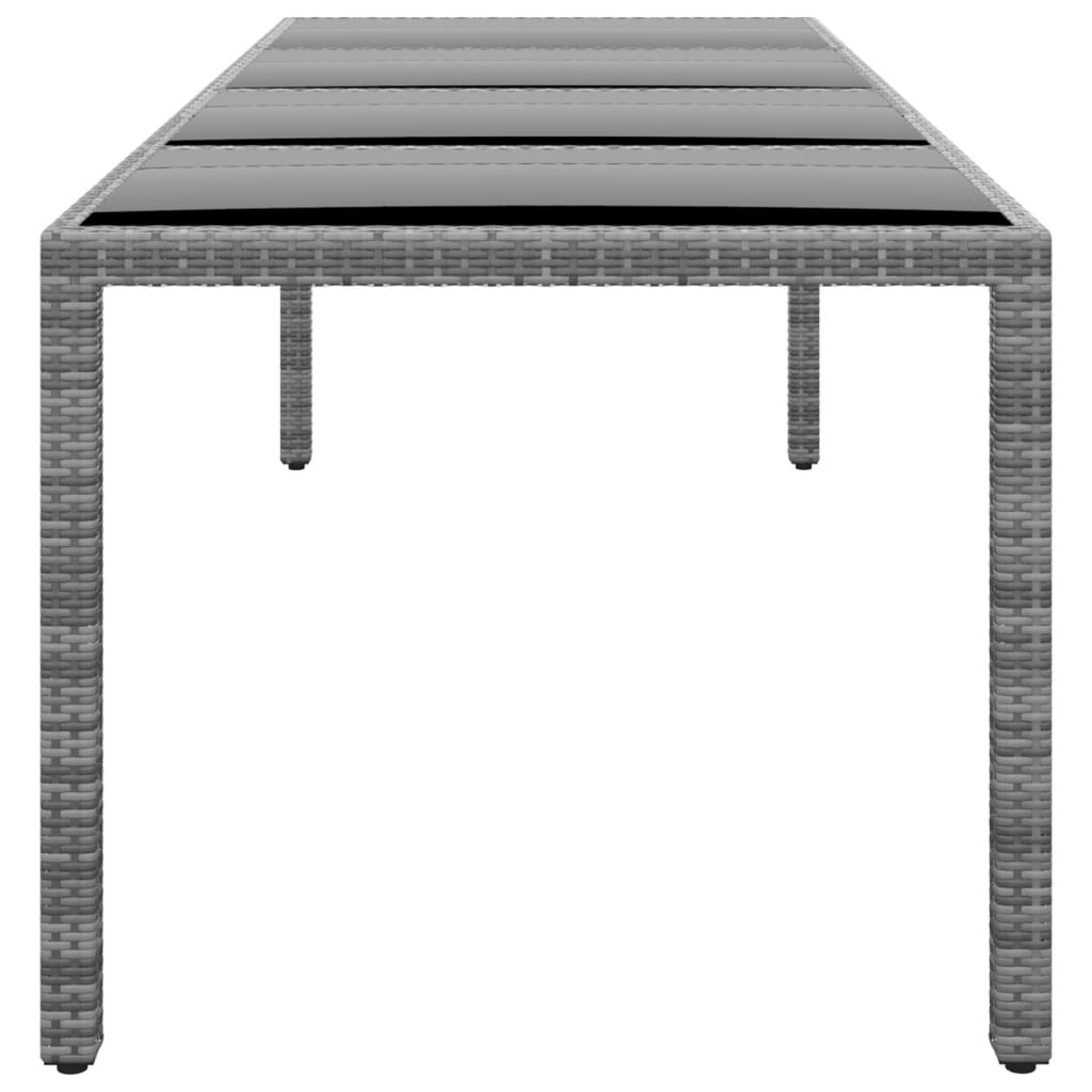Tavolo Giardino Grigio 250x100x75cm Vetro Temperato Polyrattan - homemem39