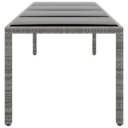 Tavolo Giardino Grigio 250x100x75cm Vetro Temperato Polyrattan - homemem39