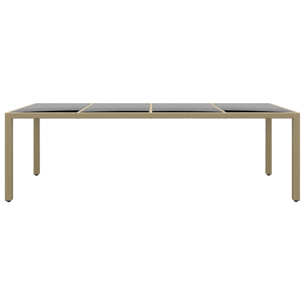Tavolo da Giardino con Piano Vetro Beige in Polyrattan - homemem39
