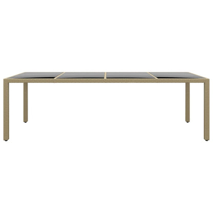 Tavolo da Giardino con Piano Vetro Beige in Polyrattan - homemem39