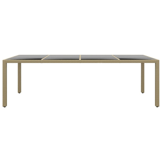 Tavolo da Giardino con Piano Vetro Beige in Polyrattan - homemem39