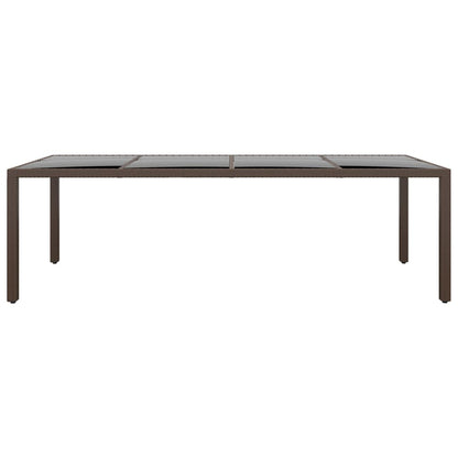 Tavolo da Giardino con Piano Vetro Marrone in Polyrattan - homemem39