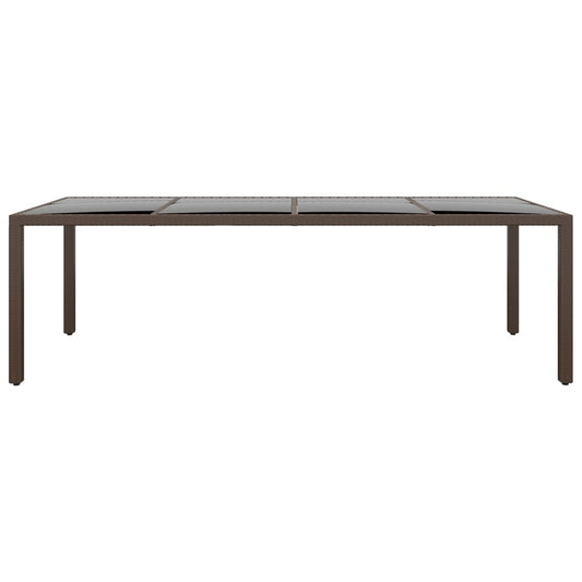 Tavolo da Giardino con Piano Vetro Marrone in Polyrattan - homemem39