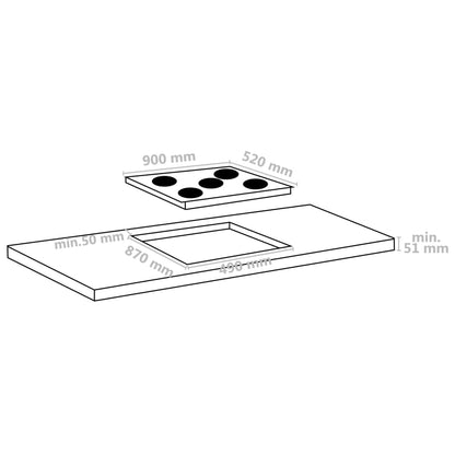 Piano Cottura in Ceramica 5 Zone e Controlli Touch 90 cm 8500 W