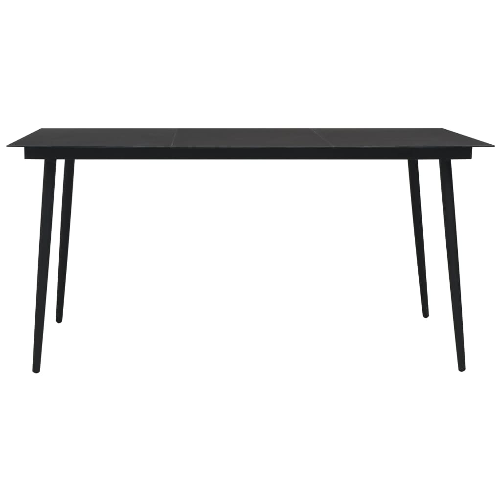 Tavolo da Giardino Nero 190x90x74 cm in Acciaio e Vetro | homemem39