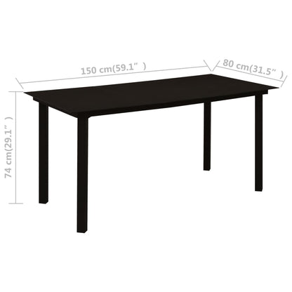 Tavolo da Giardino Nero 150x80x74 cm in Acciaio e Vetro | homemem39