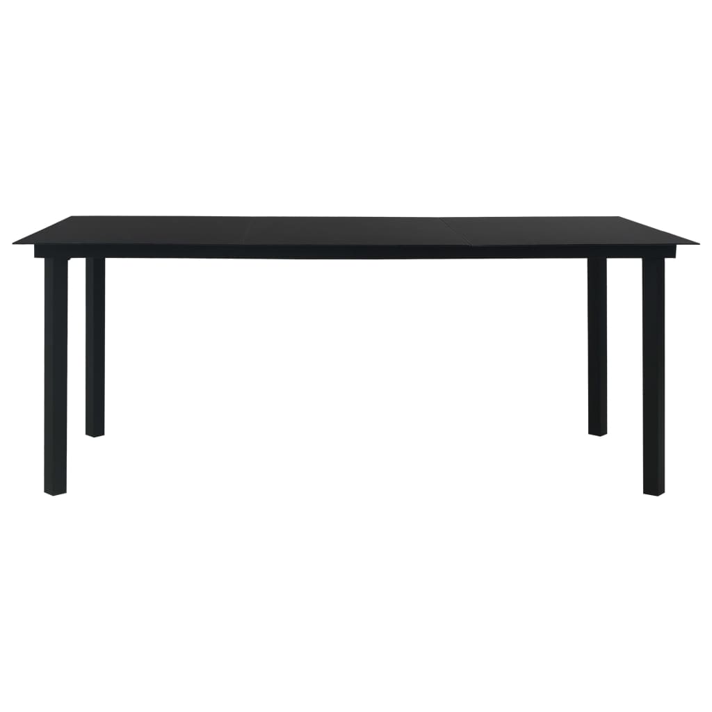 Tavolo da Giardino Nero 190x90x74 cm in Acciaio e Vetro