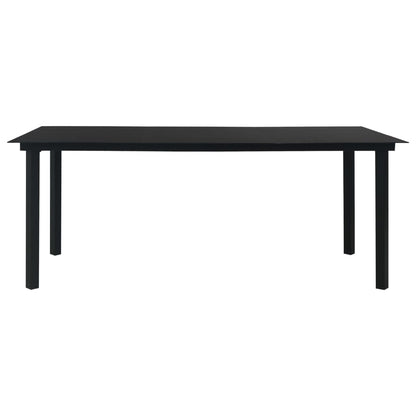 Tavolo da Giardino Nero 190x90x74 cm in Acciaio e Vetro