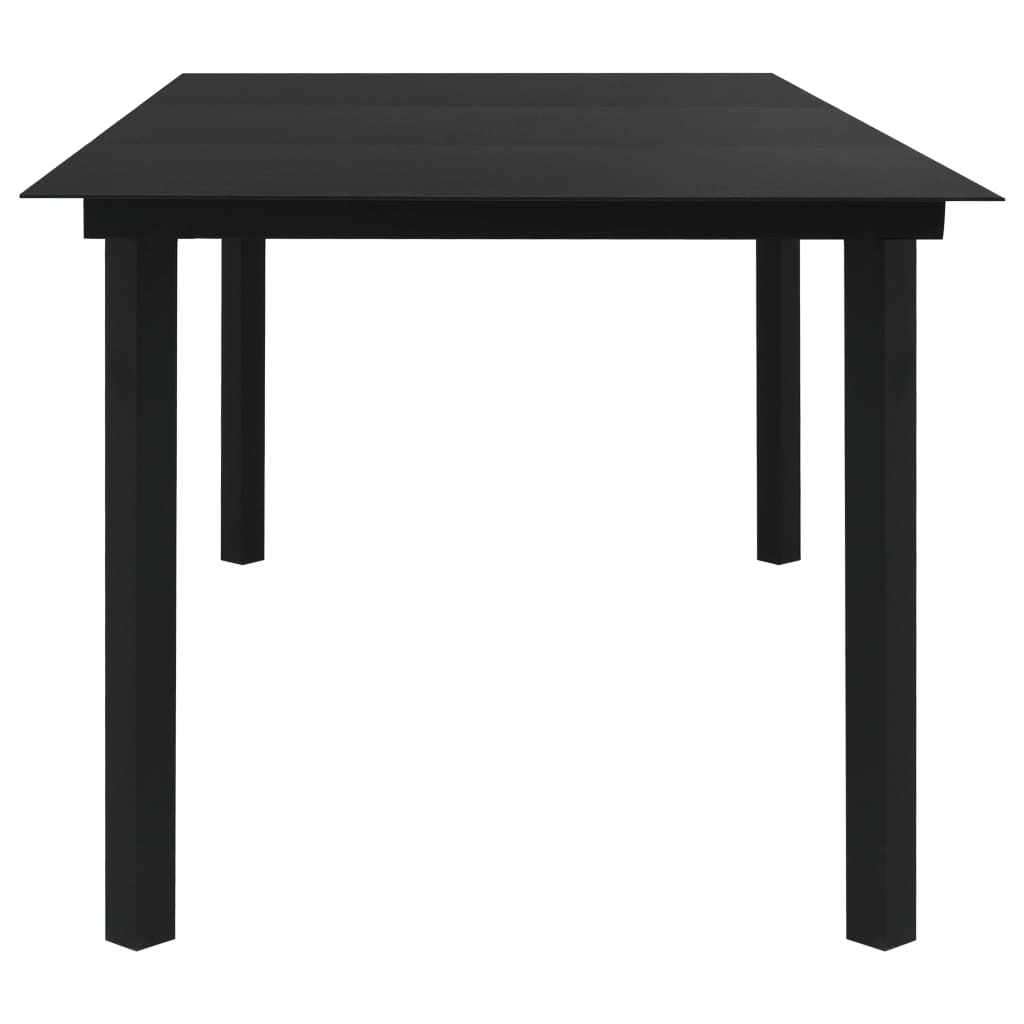 Tavolo da Giardino Nero 190x90x74 cm in Acciaio e Vetro | homemem39