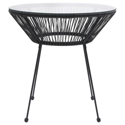 Tavolo da Pranzo per Giardino Nero Ø70x74 cm in Rattan e Vetro - homemem39