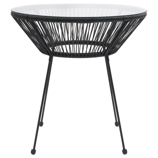 Tavolo da Pranzo per Giardino Nero Ø70x74 cm in Rattan e Vetro - homemem39