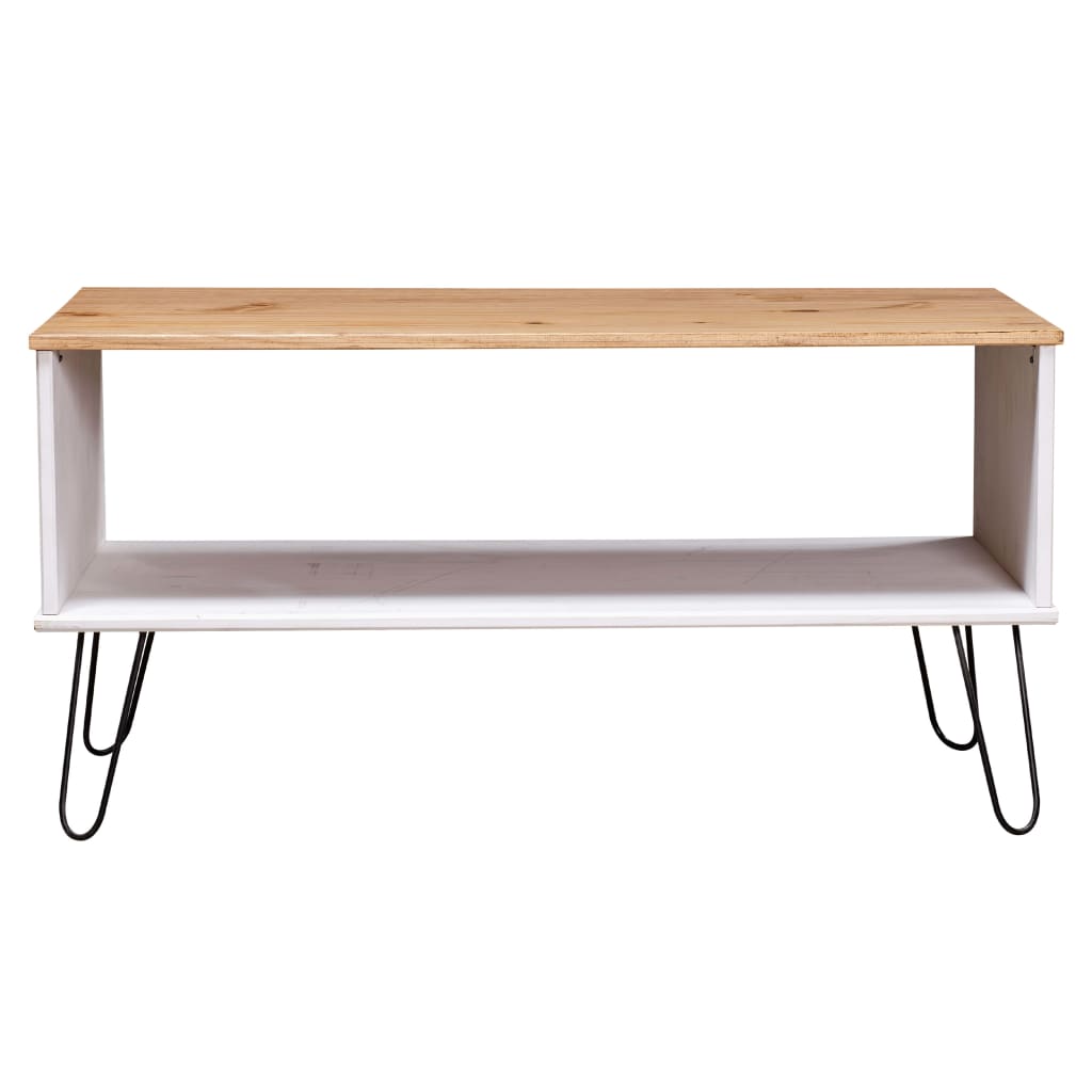 Tavolino New York Bianco e Naturale Legno Massello di Pino | homemem39