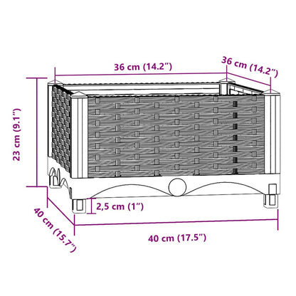 Fioriera Rialzata 40x40x23 cm in Polipropilene - homemem39