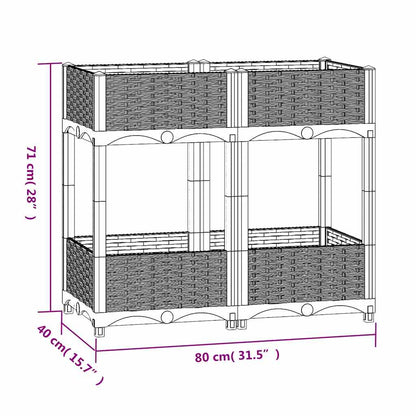 Fioriera Rialzata 80x40x71 cm in Polipropilene