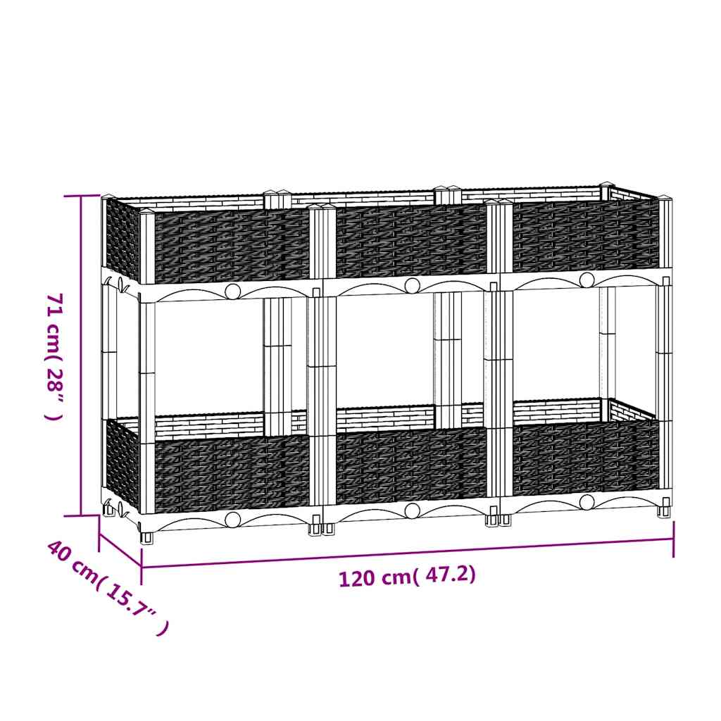 Fioriera Rialzata 120x40x71 cm in Polipropilene