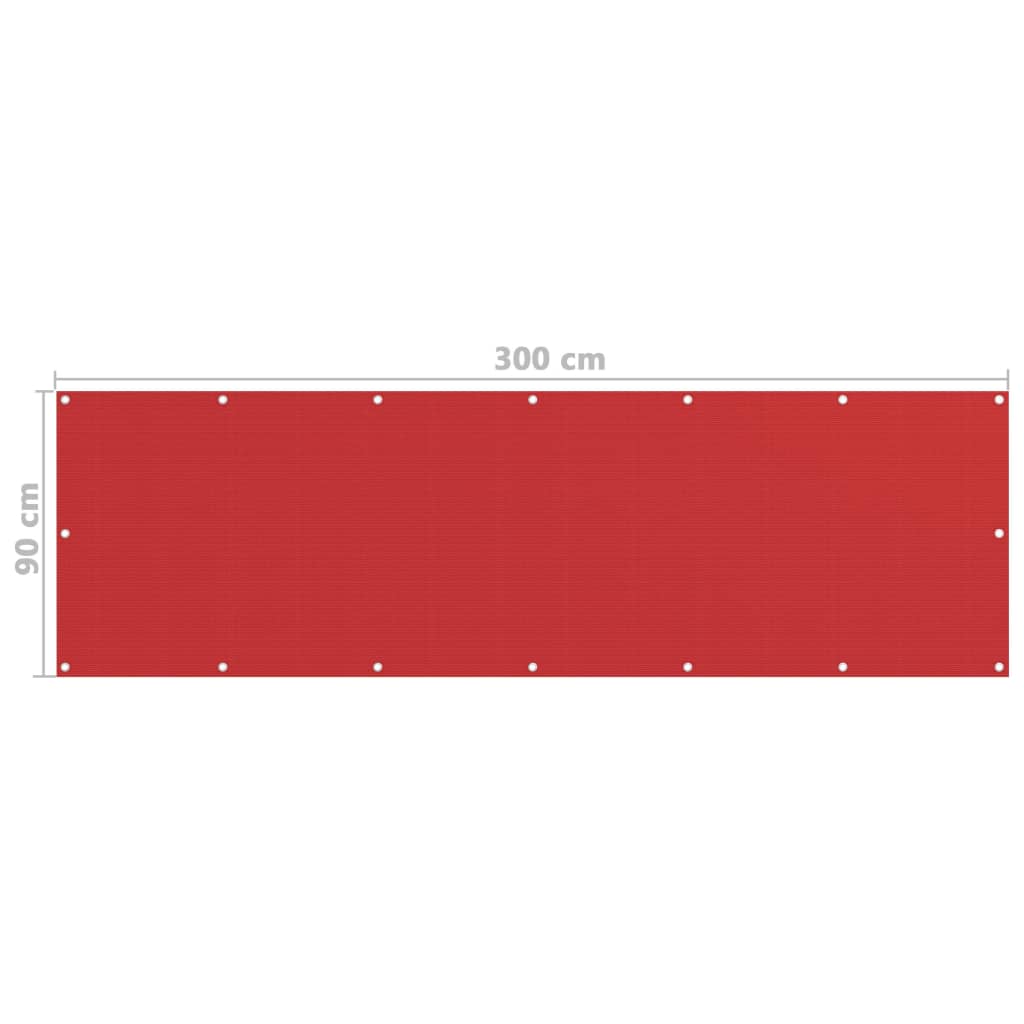 Schermo Frangivista per Balcone Rosso 90x300 cm in HDPE | homemem39