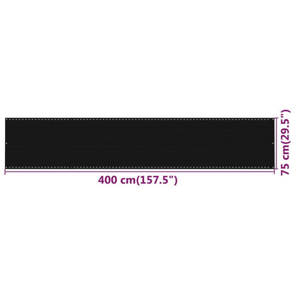 Paravento da Balcone Nero 75x400 cm in HDPE | homemem39