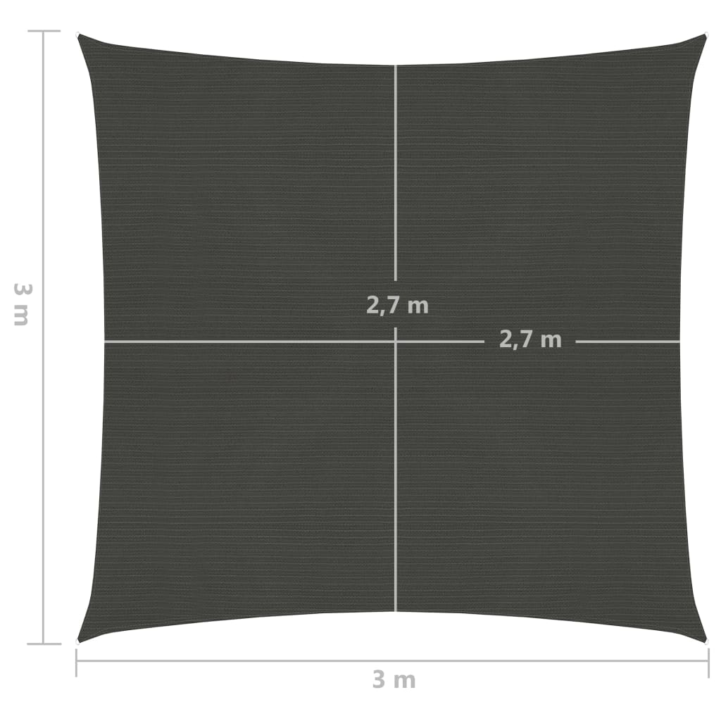 Vela Parasole 160 g/m² Antracite 3x3 m in HDPE