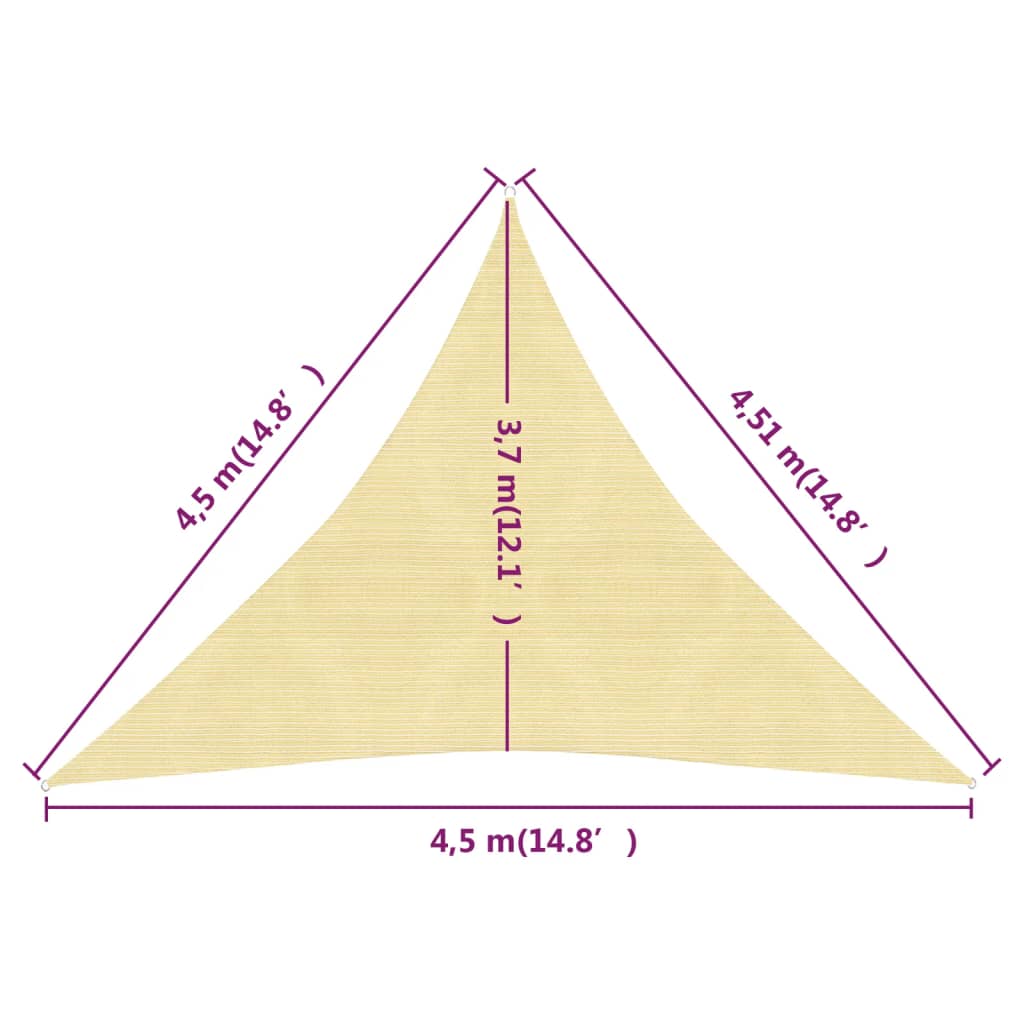 Vela Parasole 160 g/m² Beige 4,5x4,5x4,5 m in HDPE