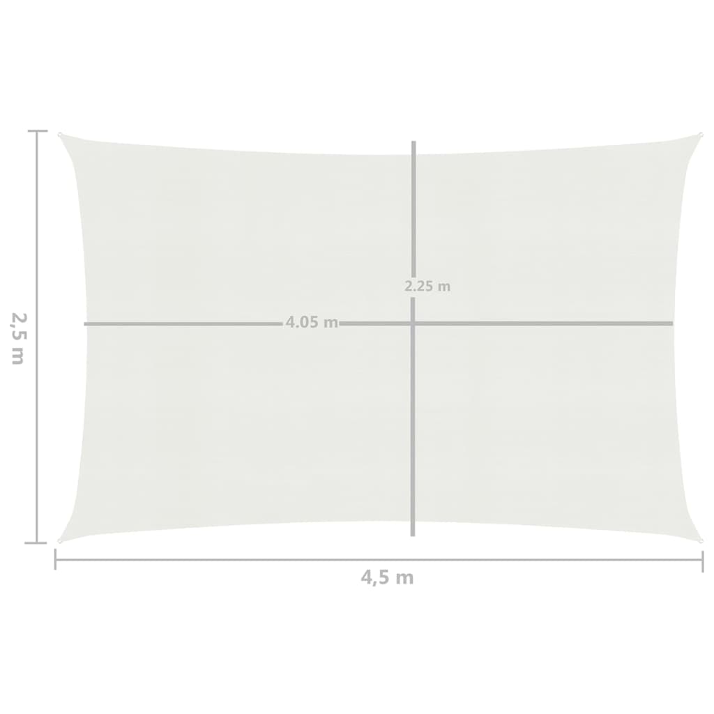 Sunshade Sail 160 g/m² White 2.5x4.5 m in HDPE